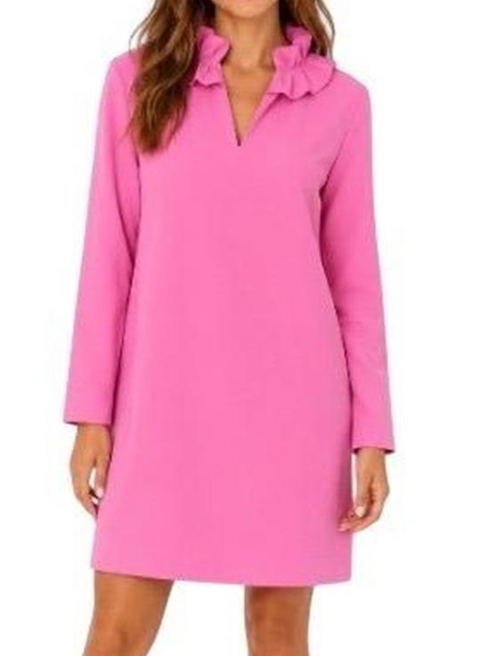 J. Crew Pink Ruffle-Neck Shift Dress; Size 6